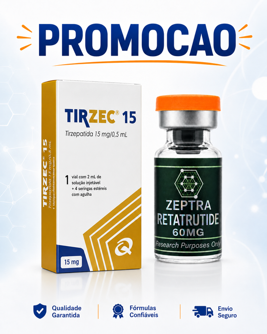 TIRZEC 15mg + RETATRUTIDE 60mg ZEPTRA (COM AGUA BAC INCLUSO)